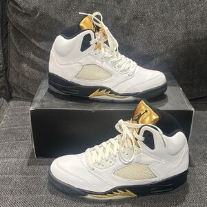 Air Jordan 5 Olympic Og all White and Gold High-Tops
